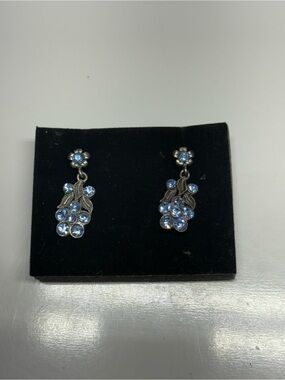 Blue Floral Drop Earrings - Art Deco